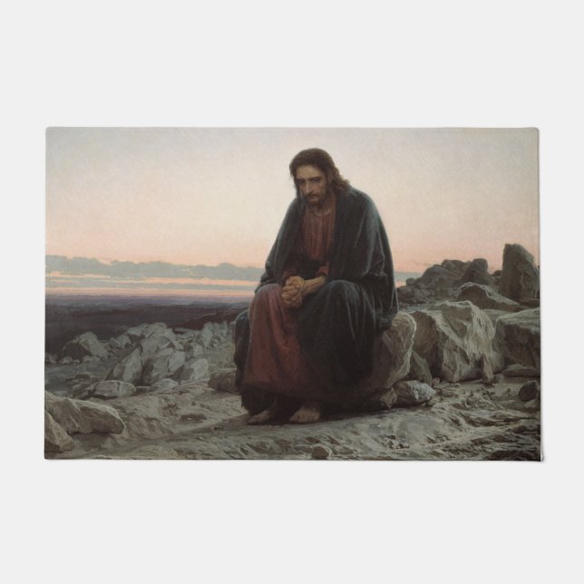 Christus in der Wildnis (von Ivan Kramskoi) Fußmatte (Vorderseite)
