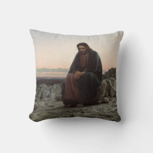 Christus in der Wildnis (von Ivan Kramskoi) Kissen