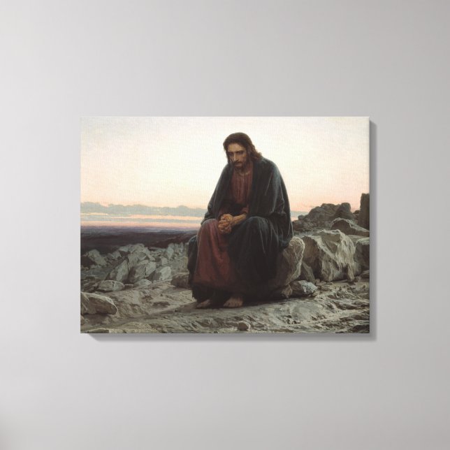 Christus in der Wildnis (von Ivan Kramskoi) Leinwanddruck (Vorderseite)