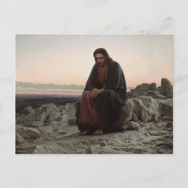 Christus in der Wildnis (von Ivan Kramskoi) Postkarte (Vorderseite)