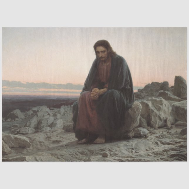 Christus in der Wildnis (von Ivan Kramskoi) Seidenpapier (Vorderseite)