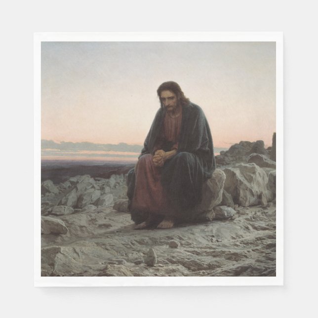 Christus in der Wildnis (von Ivan Kramskoi) Serviette (Vorderseite)