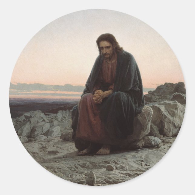 Christus in der Wüste Runder Aufkleber (Vorderseite)