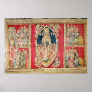 Christus inthronisierte mit den apokalyptischen poster