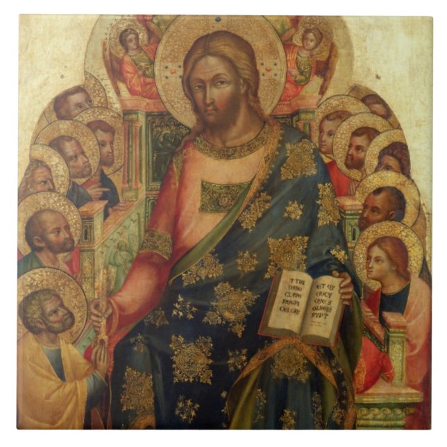 Christus inthronisierte mit Heiligen und Engeln Th Fliese (Vorderseite)