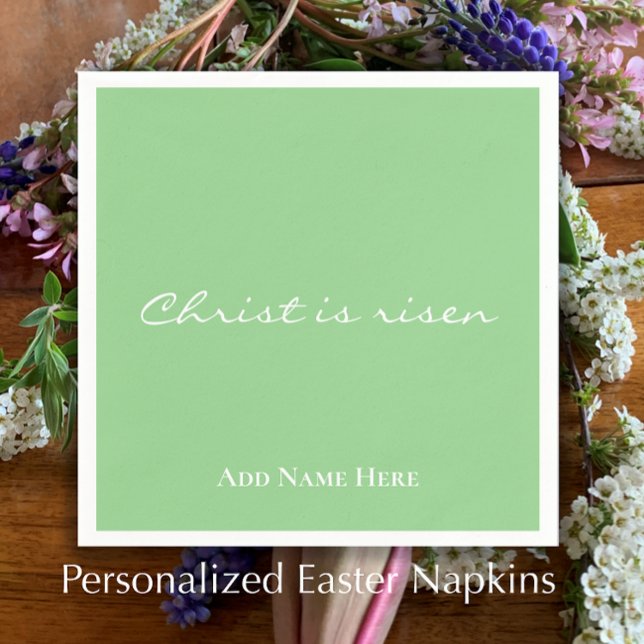 Christus ist ein Christliches  Osterfest für den M Serviette (Add your custom text to personalize these green Easter Napkins. Christ is risen in elegant script.
)