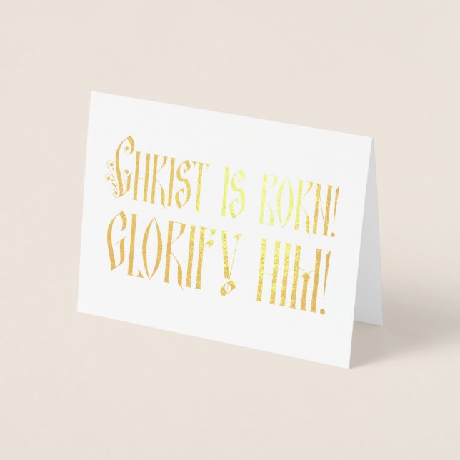 Christus ist Geboren Glorify Ihm religiöse Geburt Folienkarte (Vorderseite)