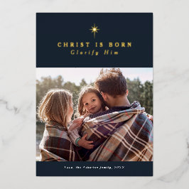 Christus ist Geboren Glorify Ihm religiöse Weihnac Folien Feiertagskarte
