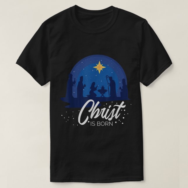 Christus ist Geborene Bibel Erster Weihnachtsfeier T-Shirt (Design vorne)