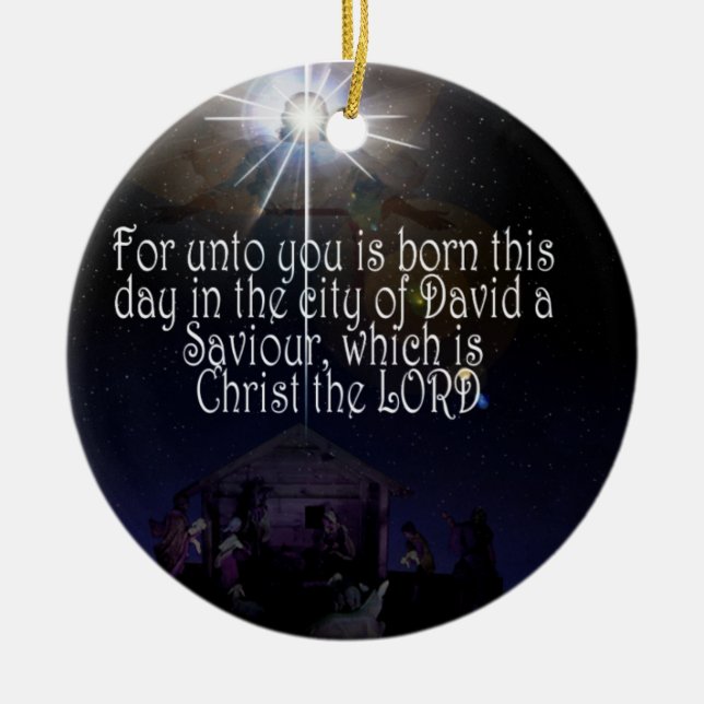 CHRISTUS IST GEBORENES VERZIERUNG Luke-2:11 Keramikornament (Vorne)