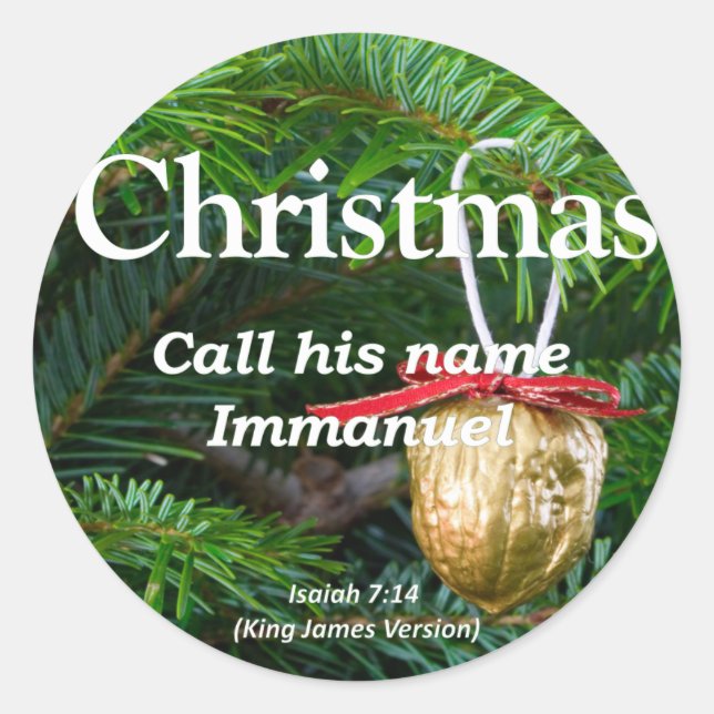 Christus ist Immanuel Weihnachten Jesaja 7-14 Runder Aufkleber (Vorderseite)