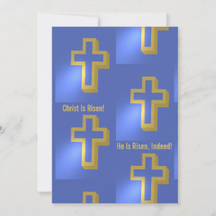 Christus ist in der Tat Gold Christlich Cross Blue Feiertagskarte