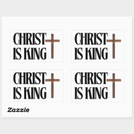 Christus ist König | Schwarzer Text und Braunes Ho Rechteckiger Aufkleber