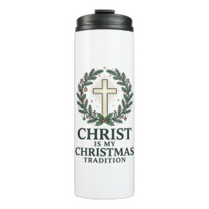 Christus ist meine Weihnachtstradition Vintage Kre Thermosbecher
