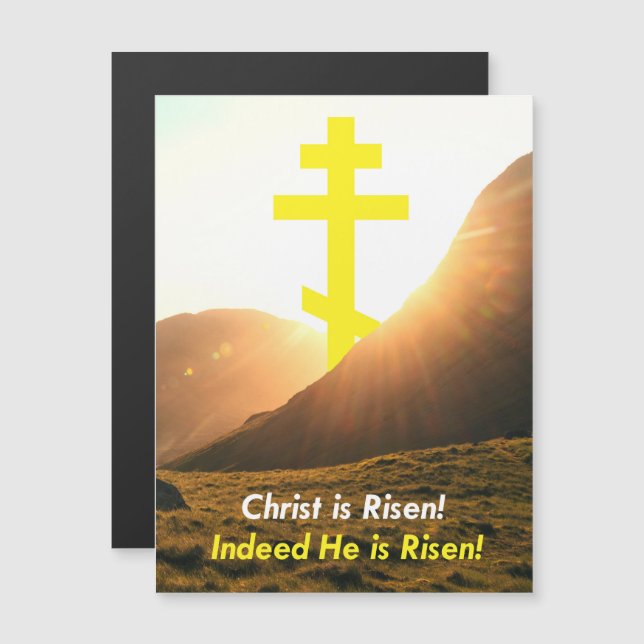 Christus ist Risen! Osterorthodoxe Kreuz Magnetkarte (Vorne/Hinten)