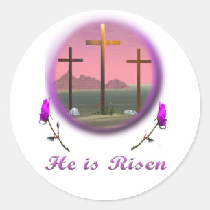 Christus ist Risen Runder Aufkleber