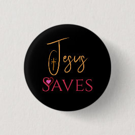 Christus Jesus rettet Kreuz Herz Button