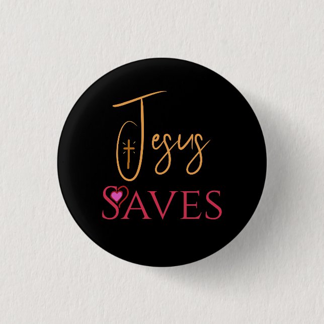 Christus Jesus rettet Kreuz Herz  Button (Vorderseite)