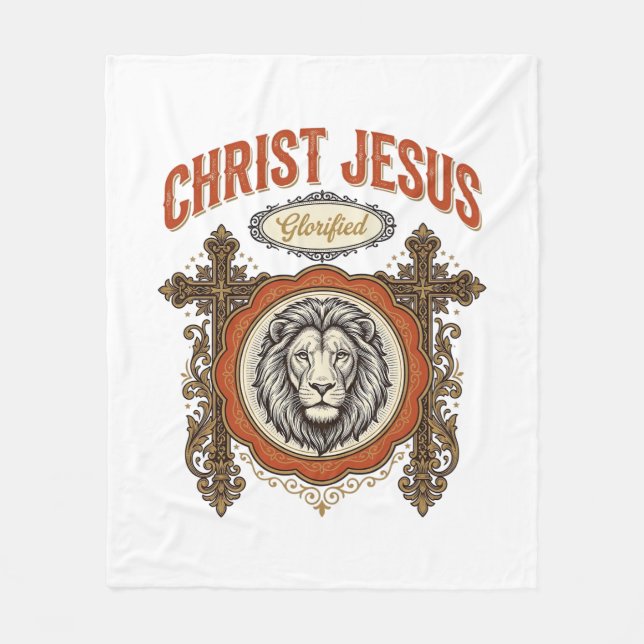 Christus Jesus Vintage Löwe Glaube Fleecedecke (Vorderseite)