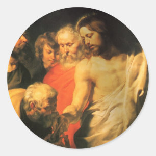Christus lädt Petrus durch Sir Peter Paul Rubens Runder Aufkleber