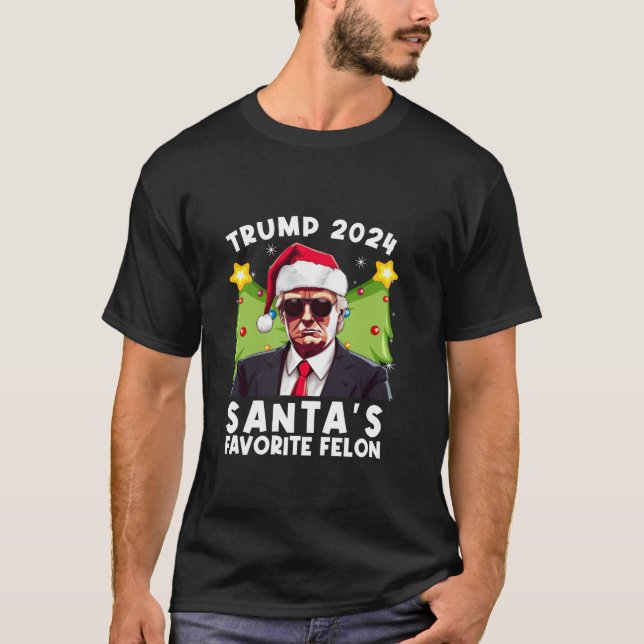Christus Lieblingskandidat Trump 2024 Weihnachtsma T-Shirt (Vorderseite)