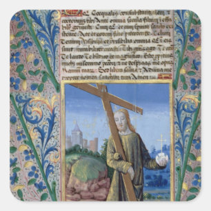 Christus mit dem Kreuz und der Kugel Quadratischer Aufkleber