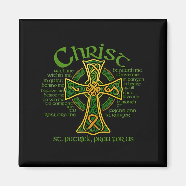 Christus mit mir keltisches Kreuz St. Patrick Brus Magnet (Vorne)