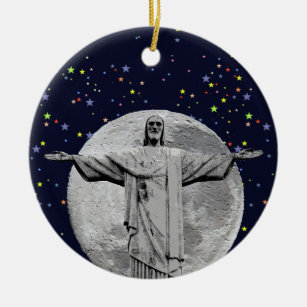 Christus, Mond und Sterne Keramikornament