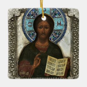 Christus Pantokrator Herr über Alles Ikone Weihnac Keramikornament
