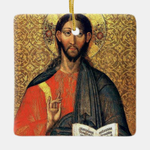 Christus Pantokrator Orthodoxe Ikone 16. Jahrhunde Keramikornament