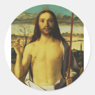 Christus segnet von Giovanni Bellini   Runder Aufkleber
