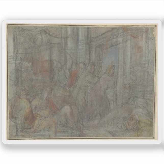 Christus treibt die Geldwechsler vom Tempel Aufkleber (Vorderseite)