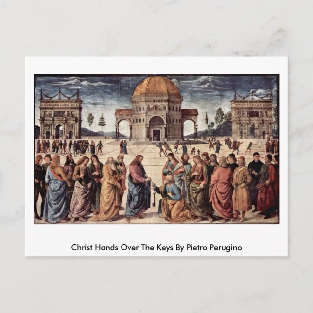 Christus übergibt die Schlüssel von Pietro Perugin Postkarte (Vorderseite)