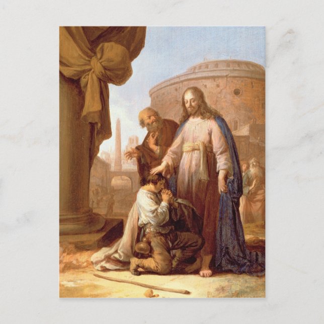 Christus und der reiche junge Herrscher, 1640 Postkarte (Vorderseite)