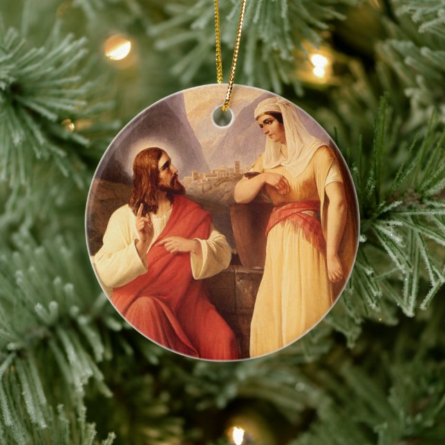 Christus und der Samariter von Christlich Schleisn Keramik Ornament (Baum)