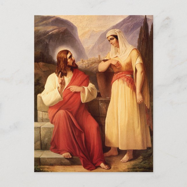 Christus und der Samariter von Christlich Schleisn Postkarte (Vorderseite)