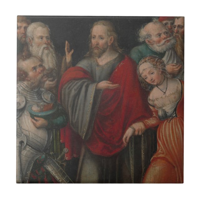 Christus und die Ehebrecherin Fliese (Vorderseite)