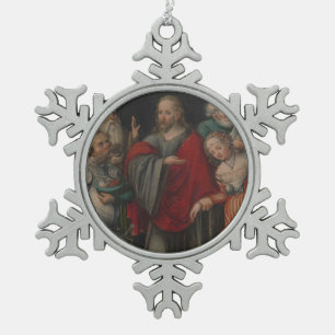 Christus und die Ehebrecherin Schneeflocken Zinn-Ornament