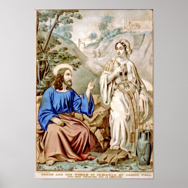 Christus und die Frau Samarias am Jakob's Brunnen Poster (Vorne)