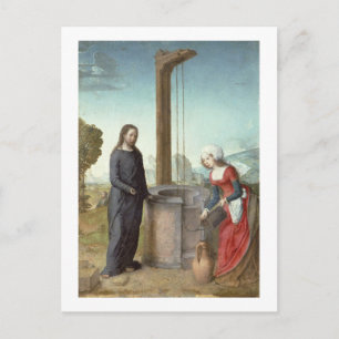 Christus und die Frau von Samaria, c.1500 (Öl auf Postkarte