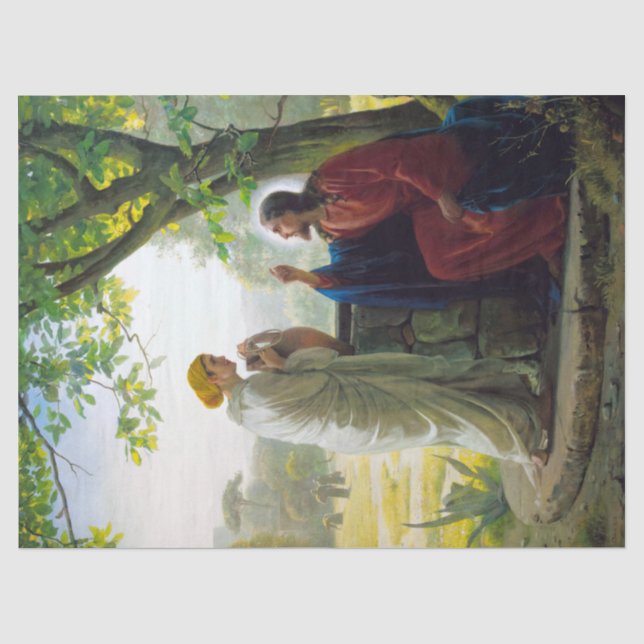 Christus und die Samariterin von Carl Bloch Seidenpapier (Vorderseite)