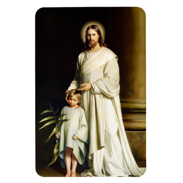 Christus und Kind. Fine Art Oaster Gift Magnet (Vertikal)