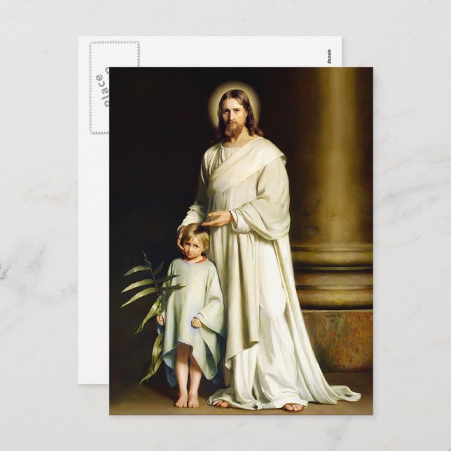 Christus und Kind. Fine Art Oaster Postkarten (Vorne/Hinten)