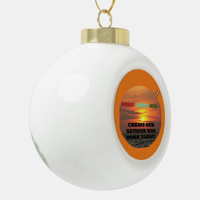 Christus, unser Erretter war heute Geboren Keramik Kugel-Ornament (Links)