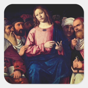 Christus unter den Ärzten (1504) Quadratischer Aufkleber