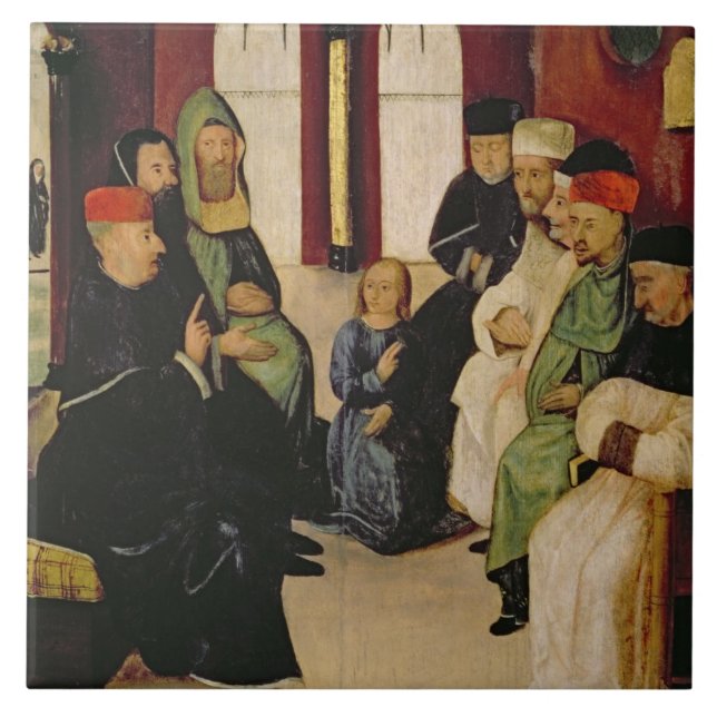 Christus unter den Doktoren (Öl auf Platte) Fliese (Vorderseite)