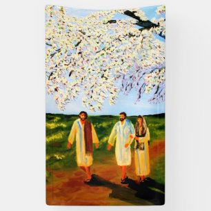 Christus verbindet die zwei auf der Weise zu Banner
