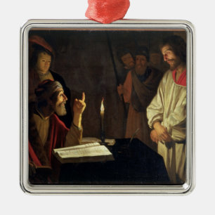 Christus vor Caiaphas (Öl auf Leinwand) Silbernes Ornament