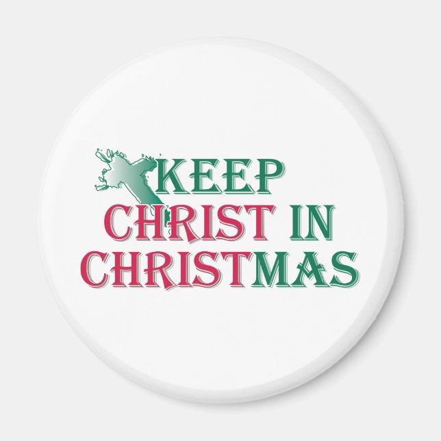 Christus zu Weihnachten behalten - Kreuz Magnet (Vorne)