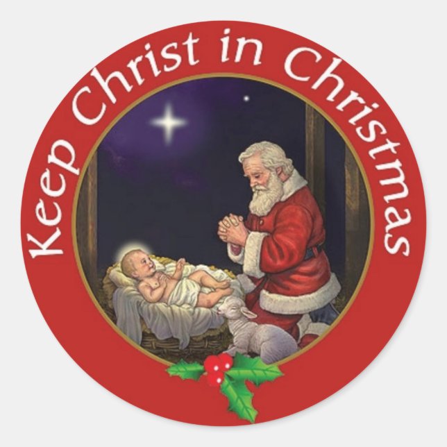 Christus zu Weihnachten behalten Runder Aufkleber (Vorderseite)